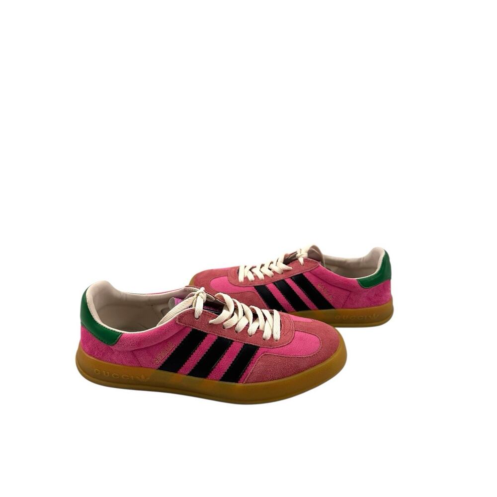 Adidas Women’s Gazelle Suede Bold Pink Black Stripes And Green Sz 8.5 /39 READ - Picture 3 of 13